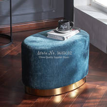 Nordic Retro Pouf Luxury Golden Home Stool Ottoman Dressing Chair Metal Footstool Soft Velvet Fabric Child Bed Living Room Sofa 2024 - buy cheap