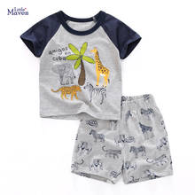 Little Maven-Conjunto de ropa de algodón para niños de 2 a 7 años, camiseta gris con estampado Animal y pantalones cortos, verano, 2021 2024 - compra barato