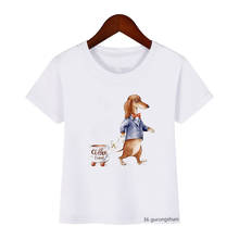 Camiseta de estilo veraniego para niños y niñas, ropa con estampado de dibujos animados de perro y erizo, camisetas bonitas, venta al por mayor, 2021 2024 - compra barato