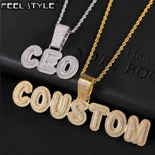 Hip Hop 2 Layered 3D Custom Name Cubic Zirconia Iced Bubble Letters Chain Pendants & Necklaces For Men Jewelry With Solid Back 2024 - buy cheap