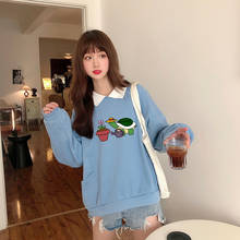 Tortoise Hoodie Pullover Oversize Cotton Sweatshirt Long Sleeve Harajuku Oversize Korean Sweet Streewear Turn-down Collar Tops 2024 - buy cheap