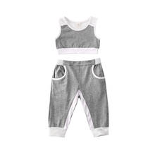 1-5Years  Toddler Kids Baby Girl Sports Outfit Vest Crop Top Pants Tracksuit Clothes 2024 - buy cheap