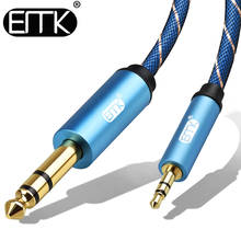 Emk-cabo de áudio estéreo masculino trs para ipod, laptop, dispositivos de home theater, amplificador com trança de nylon, 6.35mm 1/4 "macho para 3.5mm 1/8" 2024 - compre barato