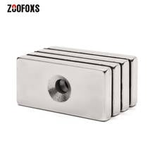 ZOOFOXS-bloque cuadrado de agujero para avellanado, imán de neodimio de tierras raras, 40x20x5mm, 5mm, 40x20x5-5mm, 3 unidades 2024 - compra barato