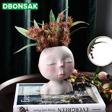 Nordic Human Head Vase Flower Pot Doll Shape Sculpture Resin Portrait Flower Pot Art Vase Home Decor Succulents Head Shape Vase 2024 - buy cheap