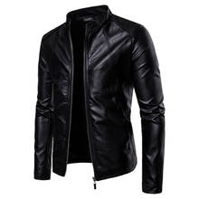 Black Motorcycling Jackets Faux Leather Jacket Mens Autumn Winter Clothing Stand Collar Zipper Leather Coats Biker Jackets Man 2024 - buy cheap