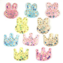 35PCS Glitters Sequins Crown and Rabbit Padded Appliques For Baby's hairpin crafts Decoration DIY headwear Accessories wholesale 2024 - buy cheap