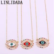 8Pcs New Fashion Jewelry Colorful CZ Enamel Eye Pendant Necklaces Gold Color For Women Party Jewelry 2024 - buy cheap