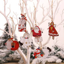 Pingente de árvore de natal decoração, 2 peças 2020, decoração de madeira do papai-natal, boneco de algodão, anjo, natal, presente, enfeites para festa em casa 2024 - compre barato
