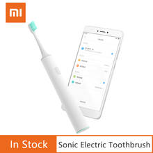 Xiaomi mijia inteligente sonic escova de dentes elétrica t300 carga sem fio ipx7 controle remoto aplicativo à prova dwaterproof água com escova de dentes original 2024 - compre barato