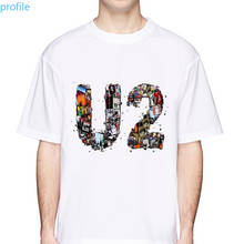 Camisetas masculinas estampadas u2 2020, camisetas hipster, design legais, camisetas engraçadas masculinas, presente de natal, camisetas de tecido 2024 - compre barato