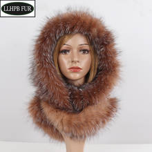 Hot Sell Winter Women Natural Fox Fur Hats&Scarves Lady Warm Fluffy Real Fox Fur Hat&Scarf Luxury Knit Genuine Fur Hooded Scarf 2024 - buy cheap