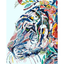 Картина по номерам DIY Прямая поставка 50x65 60x75 см цветной цветок тигр животное холст свадебное украшение искусство картина подарок 2024 - купить недорого