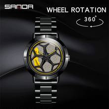 Relógio de pulso masculino com aro de carro, relógio de quartzo esportivo à prova d'água em aço inoxidável com 360 graus de rotação, aro de roda 2024 - compre barato