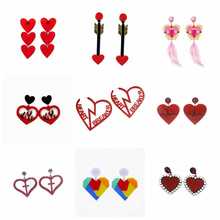 Fashion Hollow Peach Heart Drop Earrings Long Women Acrylic Cross Key Earrings Trendy Personality Girls Jewelry 2024 - buy cheap