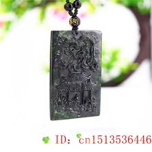 Colgante de Dragón de Jade con abalorio, joyería tallada, amuleto chino de Moda Natural verde y negro, regalos 2024 - compra barato