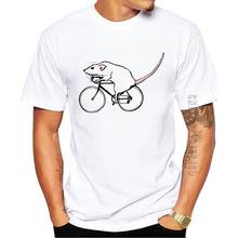 100% Cotton Funny Men T-Shirt Cycling Rat Printed Graphic Tshirt Casual Tops O Neck Summer Tees 2024 - buy cheap