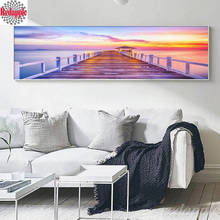 Ponto cruz 3d paisagem ponte do mar 5d faça você mesmo pintura de diamante bordado quadrado pintura de sol sol sol mosaico de diamantes 2024 - compre barato