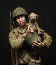 Unassabled 1/9 eua infantaria salvar o cão homem busto resina figura modelo miniatura kits sem pintura 2024 - compre barato