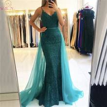 Hunter Green Formal Party Evening Dresses 2020 Mermaid Elegant robe de soire Appliques Lace Backless Prom Gowns vestido de festa 2024 - buy cheap