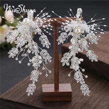 NiuShuya white Hair Clips Wedding Bride Hair Jewelry Pearl Rhinestone Vine Branch Hairpins Feather shape Hairgrip Accessories 2024 - buy cheap