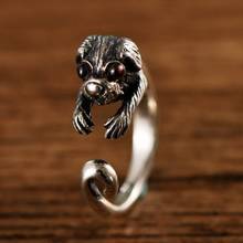 Новинка 2020 года, однотонное серебряное ювелирное изделие s925, модное кольцо с животными, милое кольцо для домашних животных, винтажное тайское серебряное кольцо для собак, мужское и женское кольцо 2024 - купить недорого