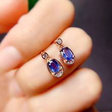 new blue sapphire gemstone stud earrings women jewelry  exquisite natural gem good blue color 925 silver ornament birthday gift 2024 - buy cheap