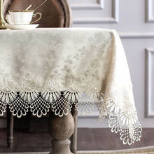 Mantel cuadrado Rectangular de encaje Beige, cubierta de mesa de té, TV, decoración del hogar, conjunto de silla Jacquard europea 2024 - compra barato