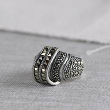 Женское серебряное кольцо с марказитом FNJ, из серебра 925 пробы, 100% пробы 2024 - купить недорого
