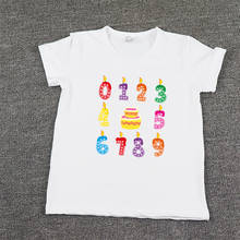 Camiseta estampada para festa de aniversário infantil, camiseta branca para meninas, manga curta, roupas harajuku para garotos e bebês, verão 2024 - compre barato