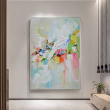Pintura abstracta 100% pintada a mano, pintura abstracta moderna, imagen artística de paisaje colorido sobre lienzo para decoración del hogar, cuadro de pared 2024 - compra barato