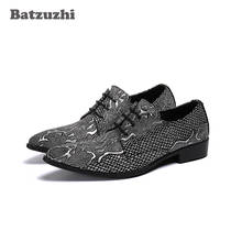 Batzuzhi Fashion Shoes Men Pointed Toe Dark Grey Leather Dress Shoes Men Lace-up Leather Business Shoes for Men,Big Sizes US6-12 2024 - buy cheap