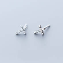 MloveAcc 925 серебряные серьги для женщин Простые Кристальные сережки-крестики мини геометрические серьги шпильки для женщин ювелирные изделия 2024 - купить недорого