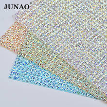 JUNAO-diamantes de imitación de cristal para decoración, láminas de tela de resina, Strass, 24x40mm, AB 2024 - compra barato