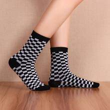 Korea Harajuku Trend Women Socks Checkerboard Geometric Checkered Hip Hop Cotton Unisex Streetwear Wind Novelty Sock 2024 - buy cheap