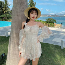 2021 New Korean Summer One Piece Swimwear Women Sexy Swimsuit  Monokini Bodysuit Solid Color Push Up Beachwear Swimming Skirt 2024 - buy cheap