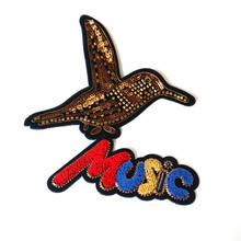 Fashion Bird beaded patches for clothing Animal letter Rhinestone appliques Sequins parche DIY clothes accessories 2024 - buy cheap