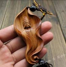 Copper Statue Chinese Knot Wood Carving Leaf Guan Kwan Yin Buddha Statue Car Pendant Amulet 2024 - buy cheap