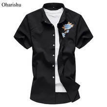 5XL 6XL 7XL Chinese Style Embroidery Shirt Men Summer Fashion Print Short Sleeve Shirts Men Casual Plus Size Hawaii Beach Shirt 2024 - buy cheap