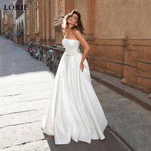 Lorie  Boho A Line Satin Wedding Dresses Strapless Bride Dresses Vestido de novia Elegant Corset Wedding Gown 2024 - buy cheap