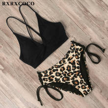 Rxrxcoco-biquíni push up de cintura alta com estampa de oncinha, maiô feminino de duas peças, top push-up nadador com costas nuas e leopardo, moda praia 2021 2024 - compre barato