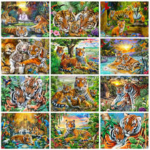 Evershine pintura de diamante tigre quadrado completo bordado animal 5d diy imitação de diamante mosaico de ponto de cruz kit de decoração de casa 2024 - compre barato