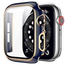 Capa protetora para apple watch, capa de vidro temperado embutido para iwatch 6 se, 44mm, 40mm, 5 4 3 42mm e 38mm 2024 - compre barato
