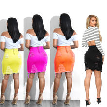 Summer New Women Bodycon Skirt Clubwear Jeans Skirt Women Sexy Ripped Denim Skirt Knee-length High Waist Skirt Women 2024 - buy cheap