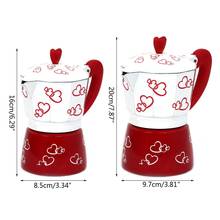 Cafetera con estampado de corazón rojo, cafetera Moka de aleación de aluminio, filtro para café expreso, Mocha Latte, HX6D 2024 - compra barato