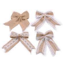 10pcs/lot Jute Burlap Ribbon Bow Rustic Hessian Ribbon Bowknot DIY Crafts Vintage Wedding Decoration Happy Easter Party Supplies 2024 - buy cheap