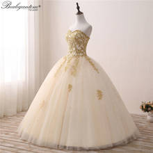 BM Gold Lace Ball Gown Quinceanera Dresses 2021 Tulle Beads Vestidos 15 Anos Sweet 16 Prom Party Gown Via Express Shipping BM352 2024 - buy cheap