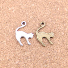 Pingentes antigos de gato 20 peças, amuletos pular gatos 19x14mm, joias vintage de prata tibetana, colar de pulseira diy 2024 - compre barato