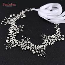 YouLaPan SH233-S Silver Diamond Belt Rhinestone Belt Pearl Weding Sash Belt with Satin Ribbon Handmade Bridal Sash Belts 2024 - buy cheap