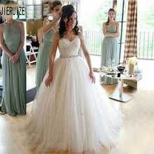 JIERUIZE New Pleat Tulle Wedding Dresses Sweetheart Neck Backless Crystal Sashes Simple Boho Bridal Dresses Vestido De Noiva 2024 - buy cheap